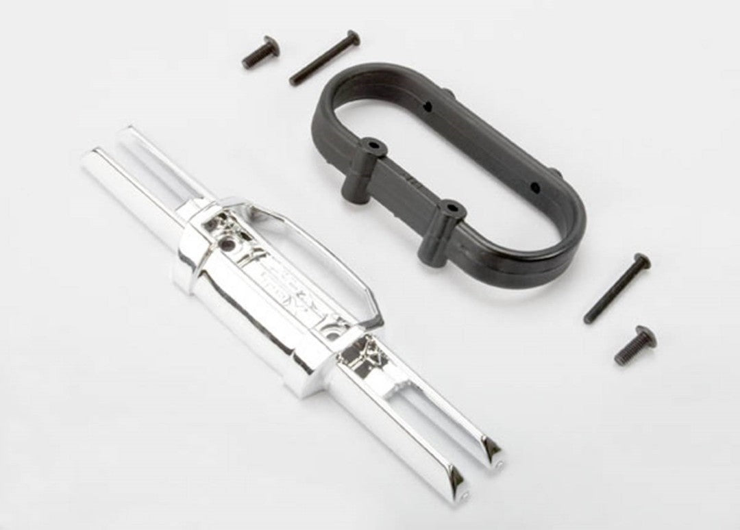 TRA5336A Traxxas Revo Bumper, (Rear), Bumper Mount (Rear)(Chrome)