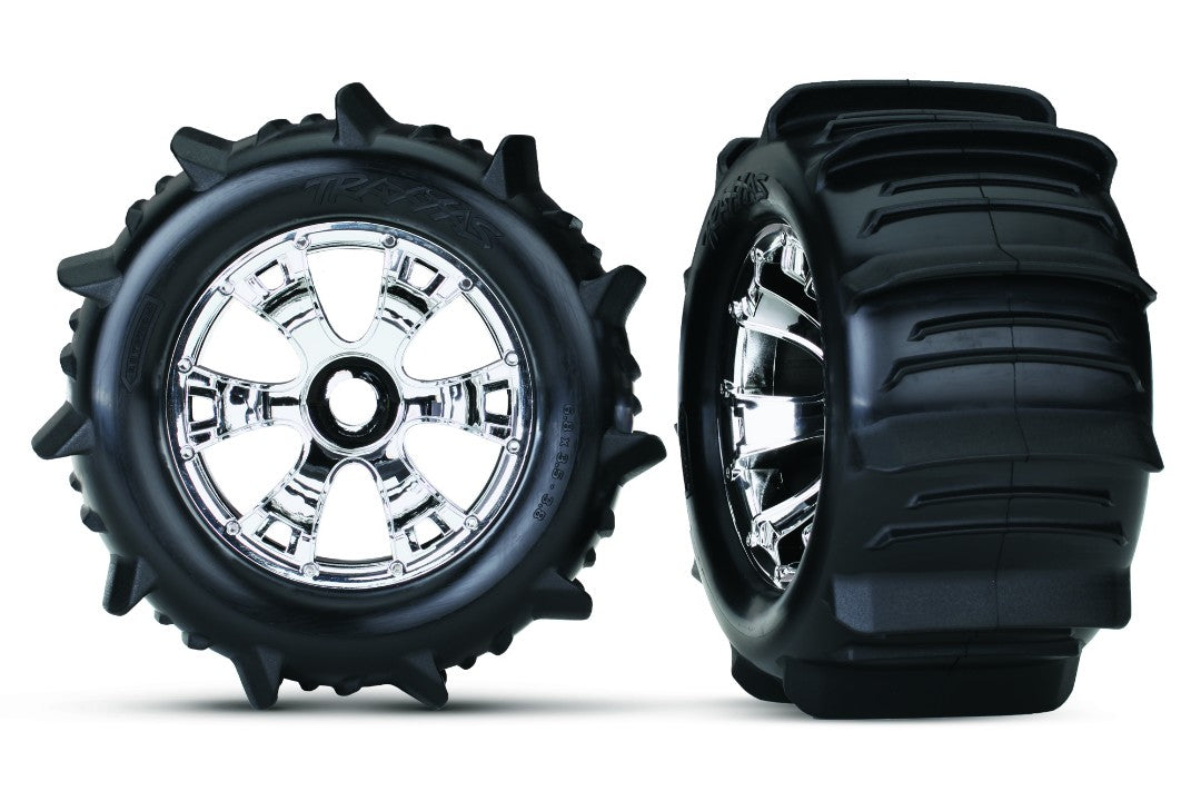 Traxxas Glued Paddle Tires, Foam Inserts) (2) (17mm Splined Wheel Hubs (TSM Rated) TRA5672