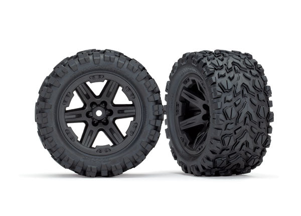 TRA6773X Traxxas Tires & wheels, assembled, glued (2.8") (RXT black chrome wheels, Talon Extreme tires, foam inserts) (2) (TSM rated)