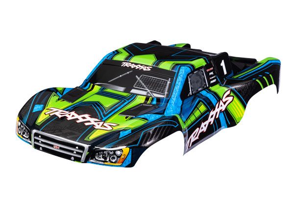 Traxxas Body, Slash 4X4, green and blue, painted, clipless TRA6844-GRN