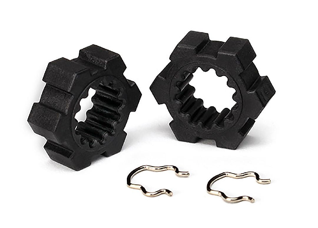 Traxxas Wheel hubs, hex (2)/ hex clips (2) TRA7756-BLK