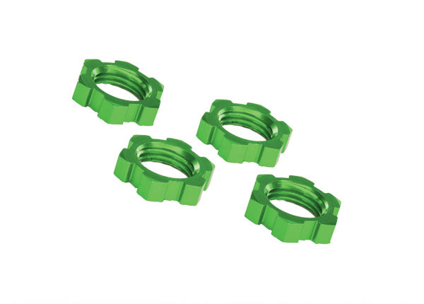 TRA7758G Traxxas Wheel Nuts, Splined, 17mm, Serrated (green-anodized) (4)