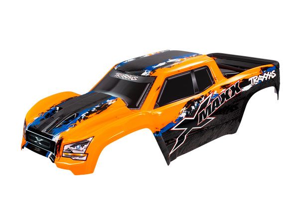 TRA7811 Traxxas Body, X-Maxx, orange (painted, decals applied) (assembled with front & rear body mounts, rear body support, and tailgate protector)