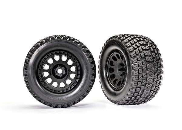 TRA7872 Traxxas Tires & Wheels, Assembled, Glued (XRT Race Black Wheels, Gravix Tires, Foam Inserts) (Left & Right)