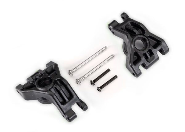 Traxxas Carriers, stub axle, rear, extreme heavy duty, black (left & right)/ 3x41mm hinge pins (2)/ 3x20mm BCS (2) (for use with #9080 upgrade kit)TRA9050