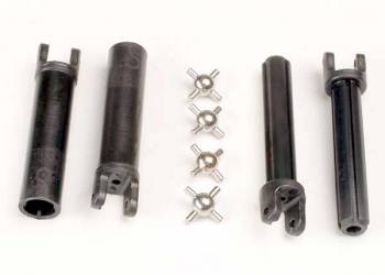 TRA1951 Traxxas Half shafts, long truck (external-splined (2) & internal-splined (2)/ metal U-joints (4)