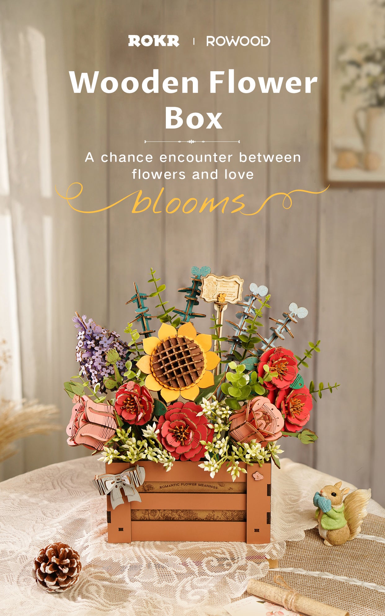 Rowood DIY Wooden Bloom Box 3D Wooden Puzzle ROETW02H