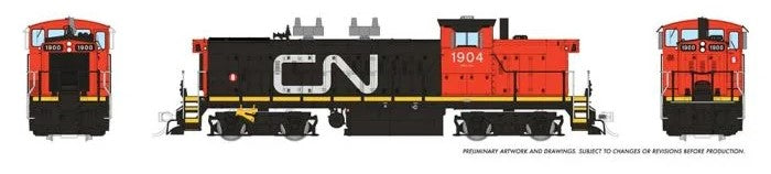 (DCC/Sound) Rapido HO Scale Diesel Canadian National 1973+ (Noodle w/ Red Cab) Rd #1904