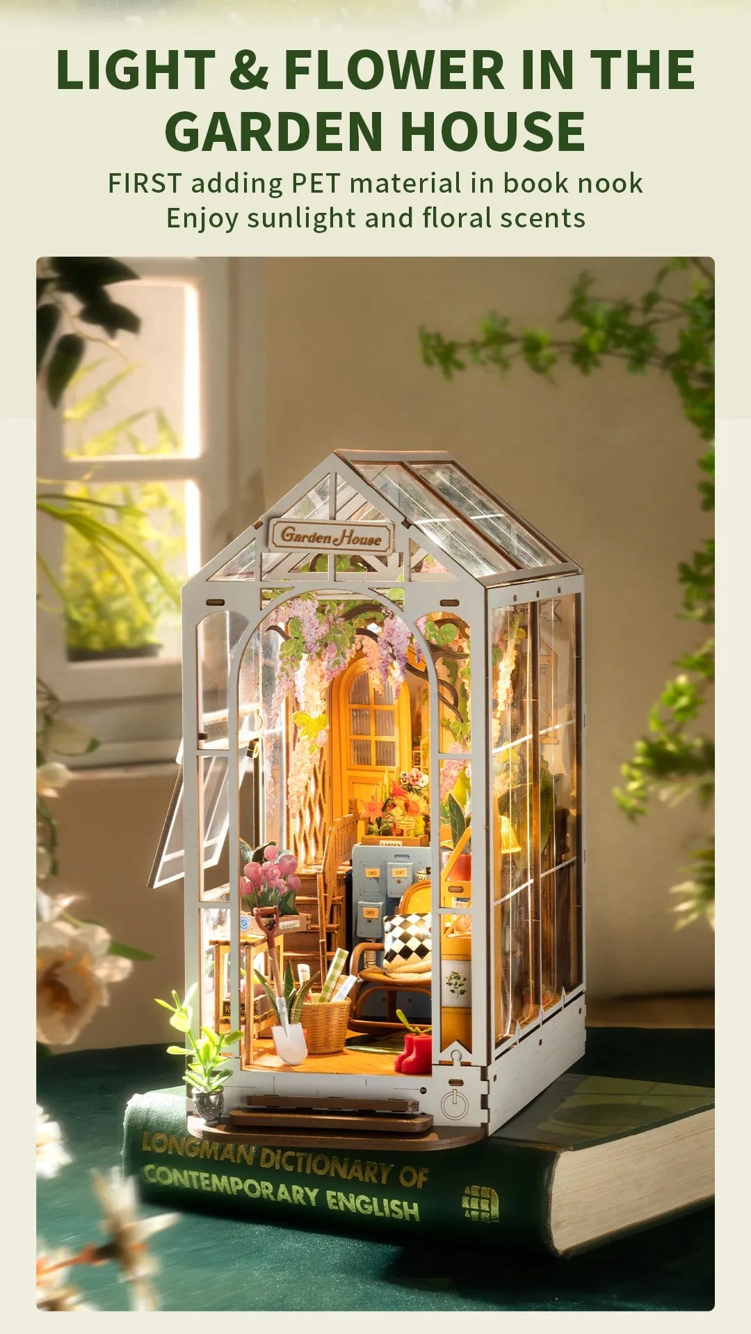 Rolife Holiday Garden House DIY Book Nook Shelf Insert TGB06