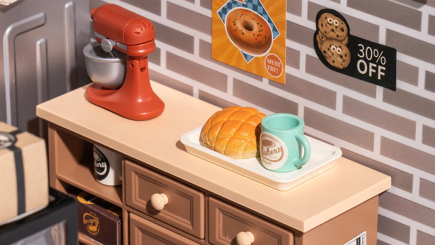 Rolife Super Creator Golden Wheat Bakery Plastic DIY Miniature House Kit DW005