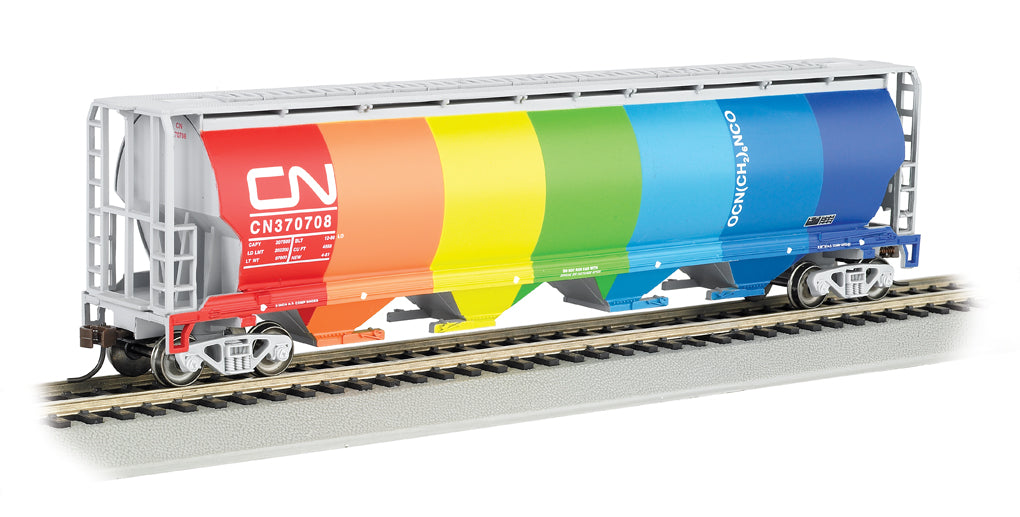 HO Rolling Canadian 4 Bay Cylindrical Grain Hopper - CN Demonstrator #370708