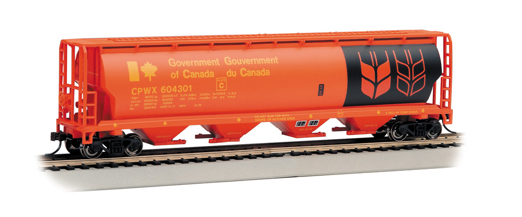 HO Rolling Canadian 4 Bay Cylindrical Grain Hopper - Government of Canada