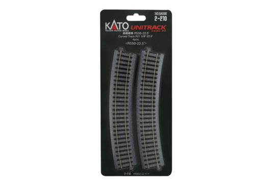 Kato HO Scale H R550-22.5 Curve Track (4 ea) 2-210