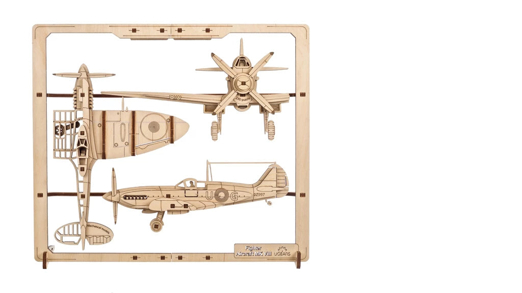 Ugears Fighter Aircraft 2.5D Puzzle - 47 Pieces 70196