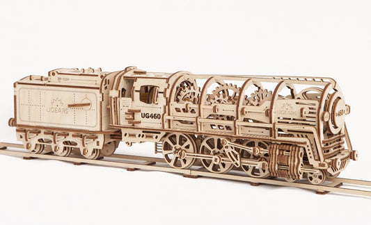 UGears Steam Locomotive with Tender - 443 Pieces (Advanced)
