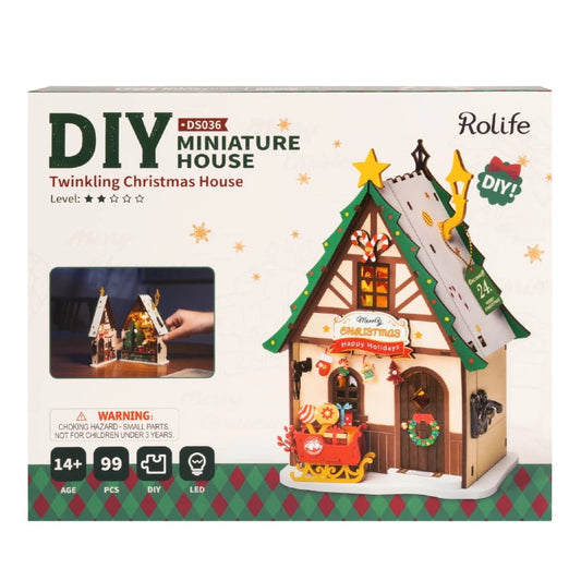 Rolife Twinkling Christmas House Miniature Doll House  DS036