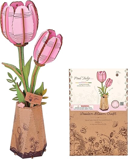 Rowood Pink Tulip 3D Wooden Puzzle ROETW082