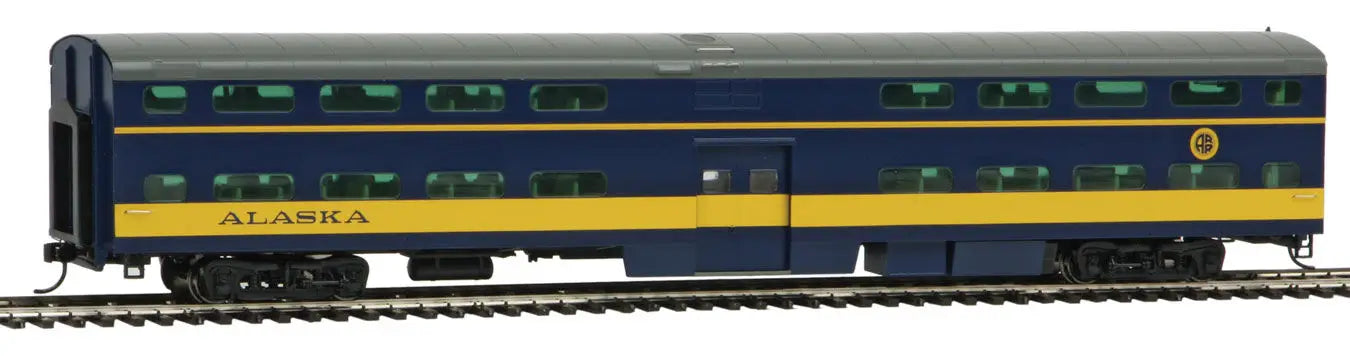 HO Rolling 85' Pullman-Standard Bi-Level Commuter Coach - Lighted - Ready To Run -- Alaska Railroad