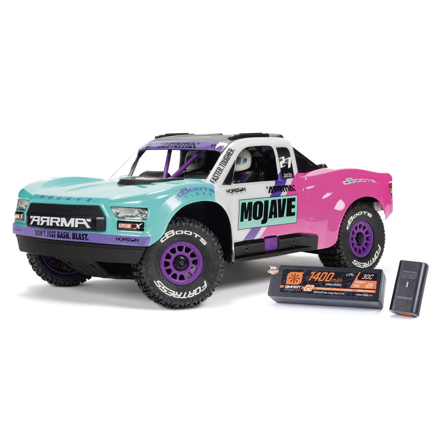 1/16 MOJAVE GROM 223S DSC 4X4 RTR Brushless Desert Truck, Teal (Battery & Charger Included) ARA2304ST1