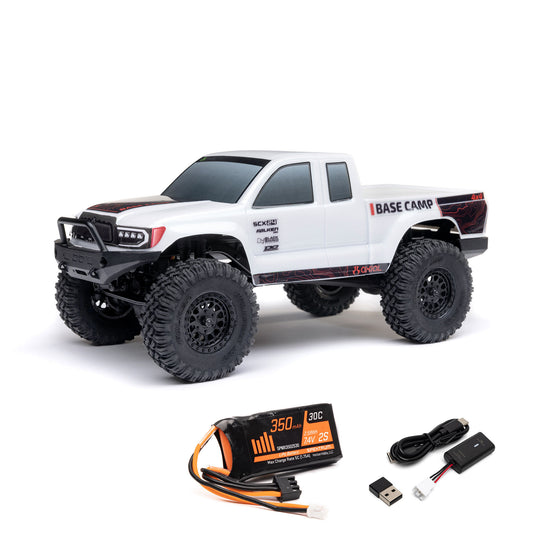 1/24 SCX24 Base Camp 4X4 RTR Brushed Rock Crawler, White