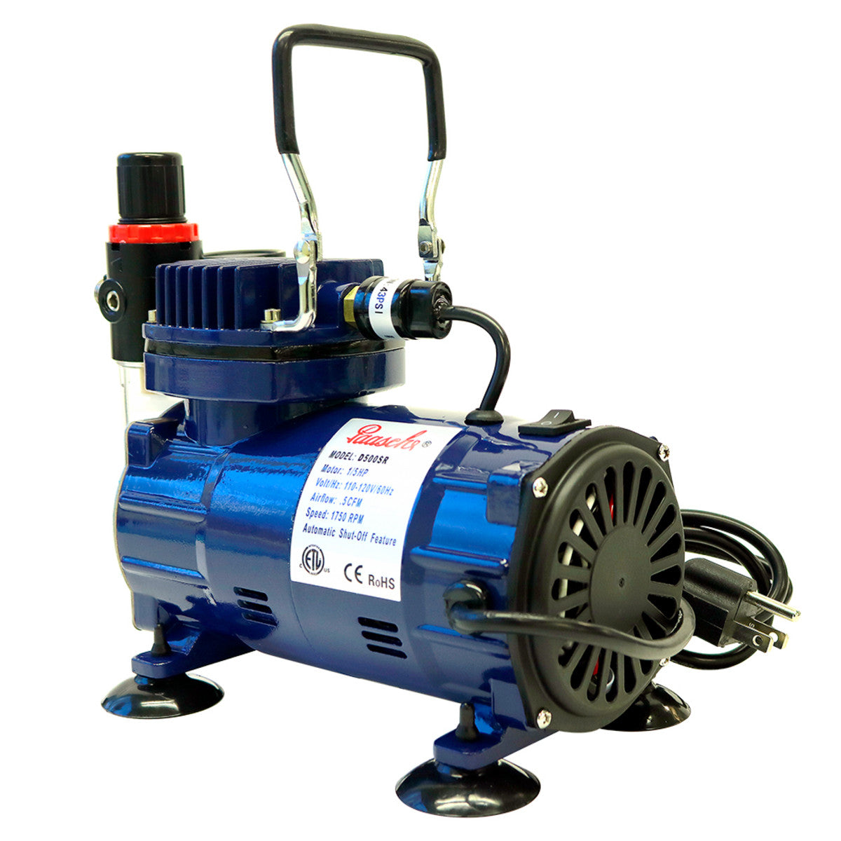 1/5 H.P. Oilless Piston Comp. W. Regulator & Auto D500SR