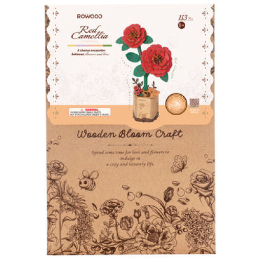 Rowood DIY Red Camellia 3D Wooden Puzzle TW031