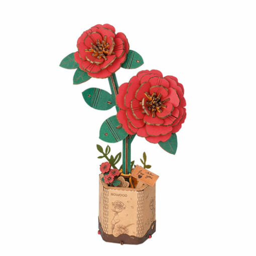 Rowood DIY Red Camellia 3D Wooden Puzzle TW031