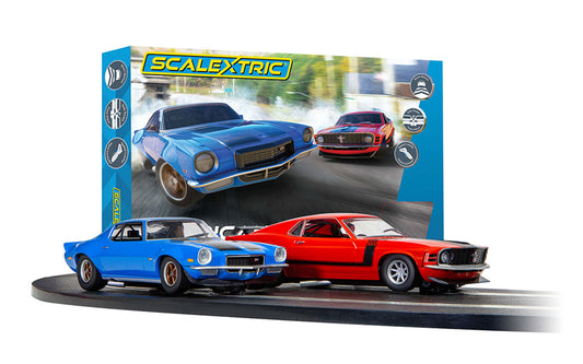 Scalextric American Street Dual (1970s Chevrolet Camaro Vs 1970s Ford Mustang C1429T