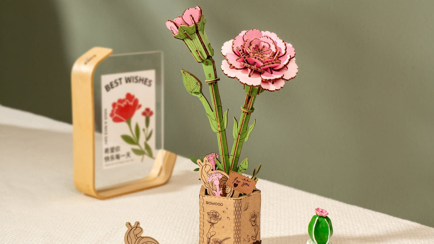 Rowood DIY Wooden Flower Pink Carnation TW051