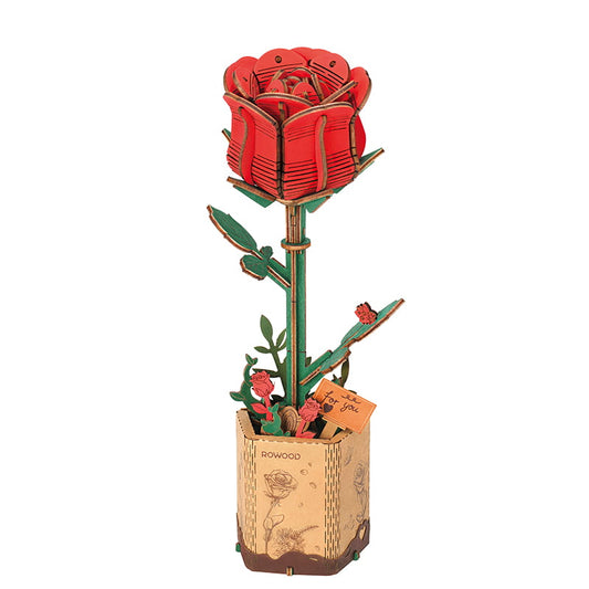 Rowood DIY Red Rose 3D Wooden Puzzle