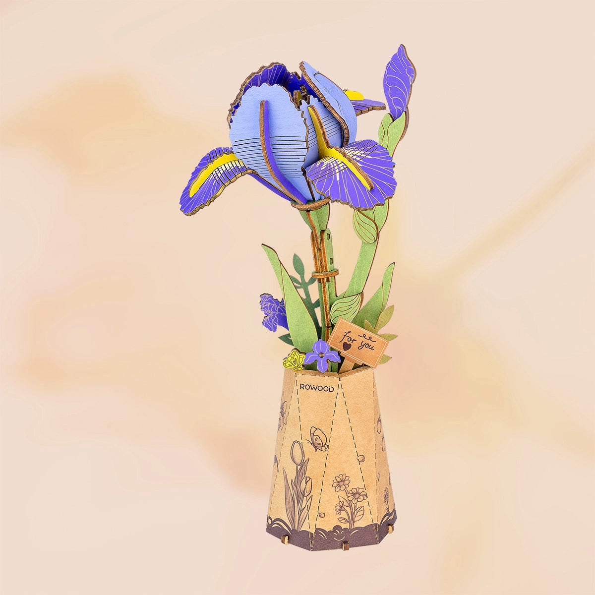 Rowood Purple Iris DIY Flower Wooden 3D Puzzle TW121