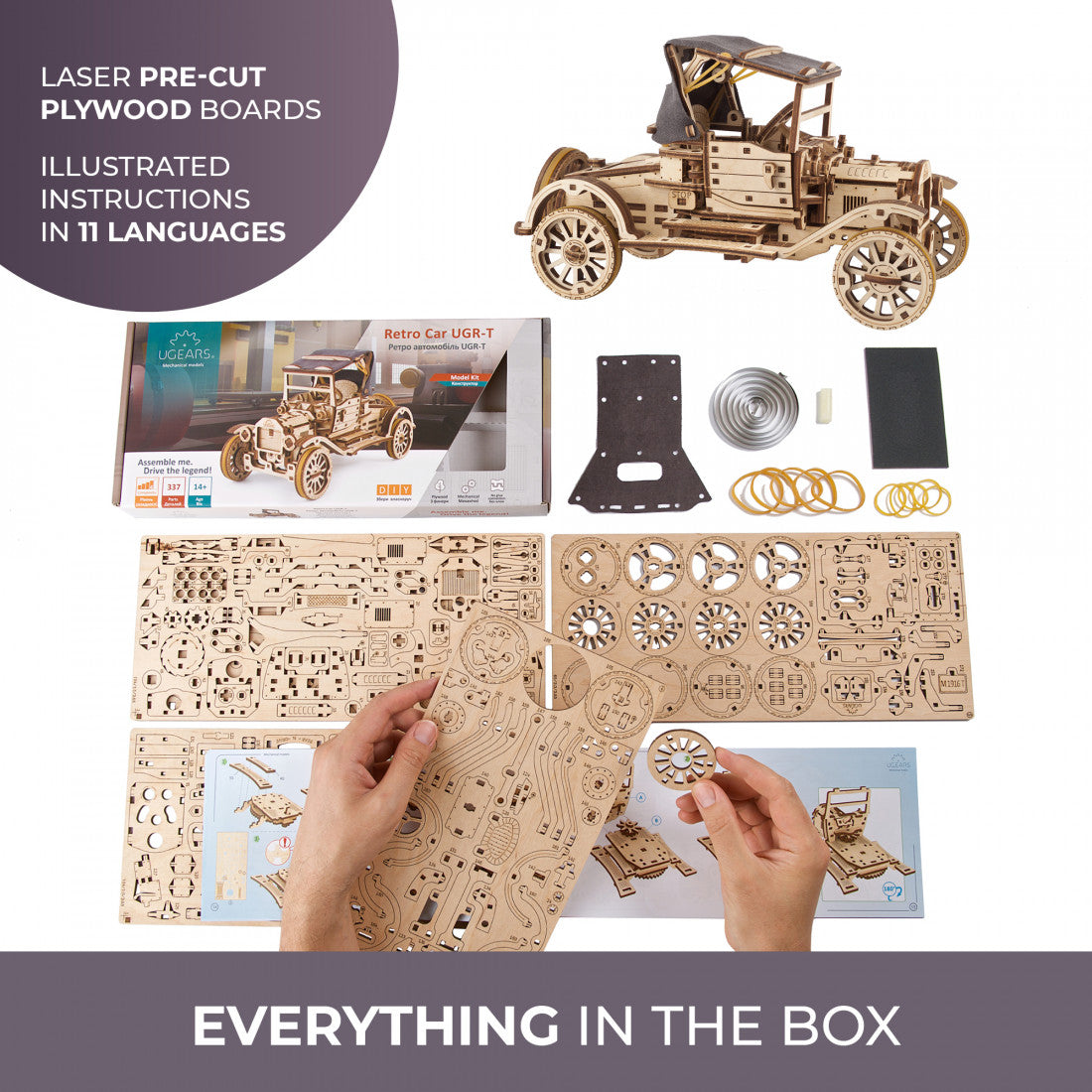UGears Retro Car UGR-T (Old Model T) -  337 Pieces (Advanced)