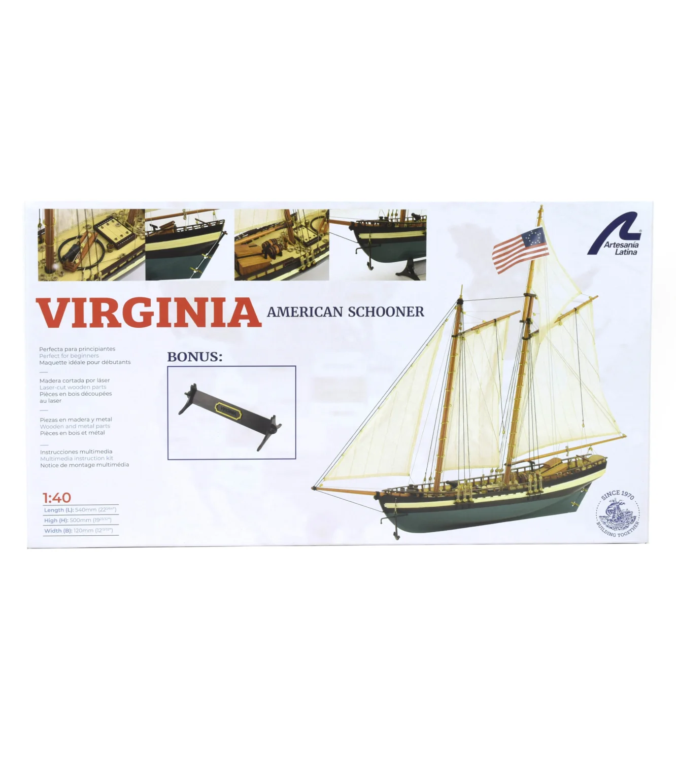 American Schooner Virginia 1:40 Wooden Model Boat Kit ART22115