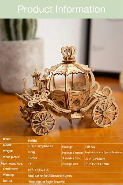 Rolife Pumpkin Carriage 3D Wooden Puzzle