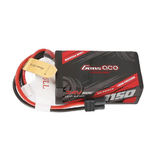 Gens Ace 1150mAh 2S 60C 7.4V Hard Case Lipo with IEC2 Plug