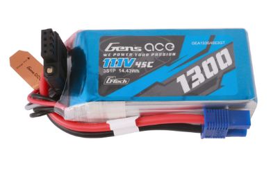 G-Tech 1300mAh 3S1P 11.1V 45C LiPo Battery Pack with EC3 Plug Soft Pack
