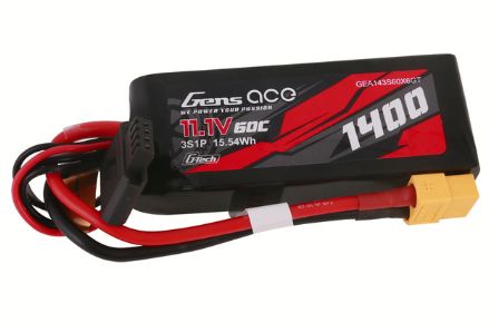 G- Tec 1400mAh 3S1P 11.1V 60C LiPo Battery Pack with XT60 Plug Soft Pack