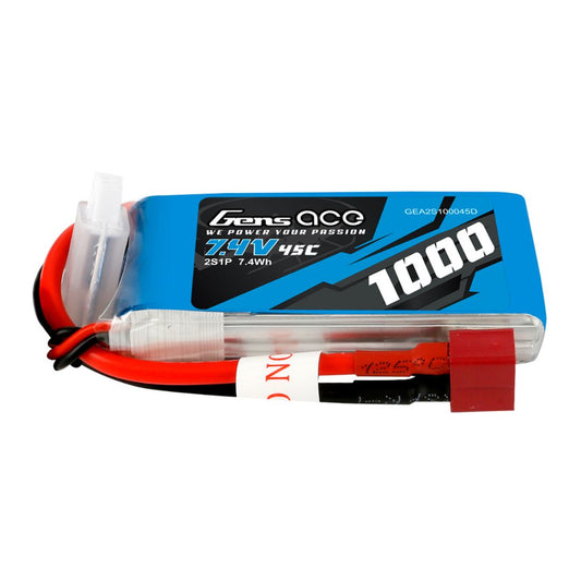 1000mAh 2S 7.4V 45C Lipo Battery Pack with Deans plug GEA2S100045D