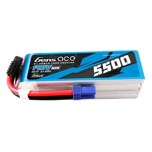 G-Tech 5500mAh 14.8V 4S 1P 60C LiPo Battery Pack With EC5 Plug