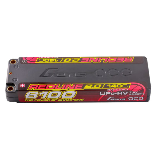 Gens Ace Redline 2.0 6100mAh 2S1P 7.6V 140C HV LiPo GEA61002S14D5