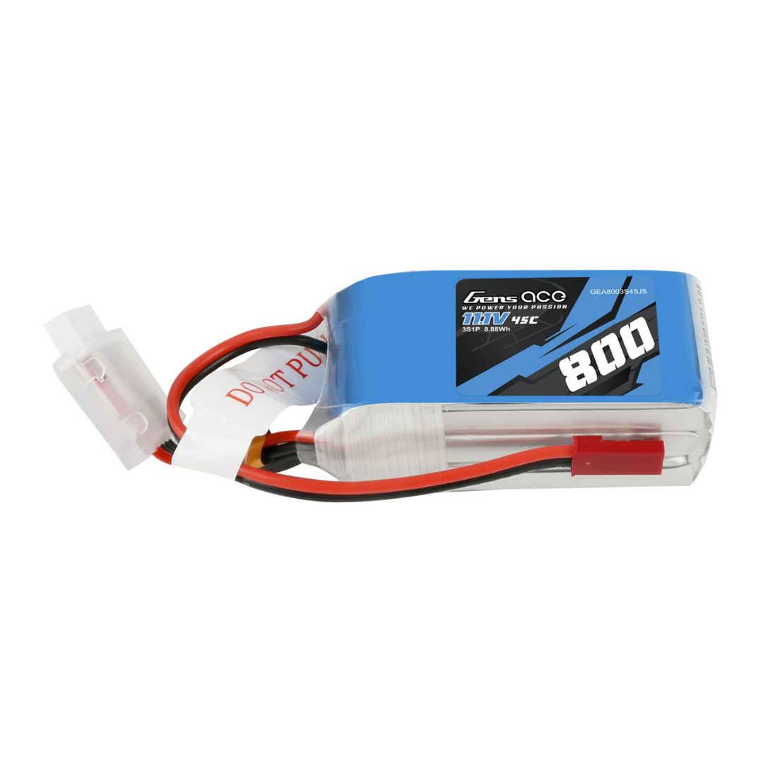 800mAh 3S1P 11.1V 45C LiPo JST Plug Soft Case