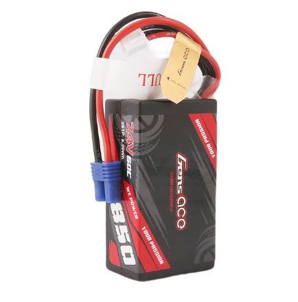 850mAh 7.4V 60C 2S1P LiPo Battery Pack with EC2 Plug