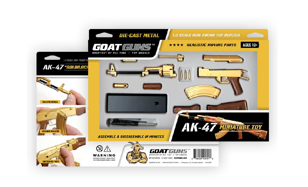 GoatGuns AK47 Metal Diecast Model Assembly Kit - Wood GOAAK-GOLD