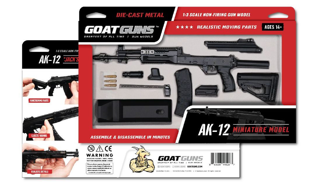 GoatGuns AK12 Metal Diecast Model Assembly Kit - Flat Black GOAAK12-BLACK