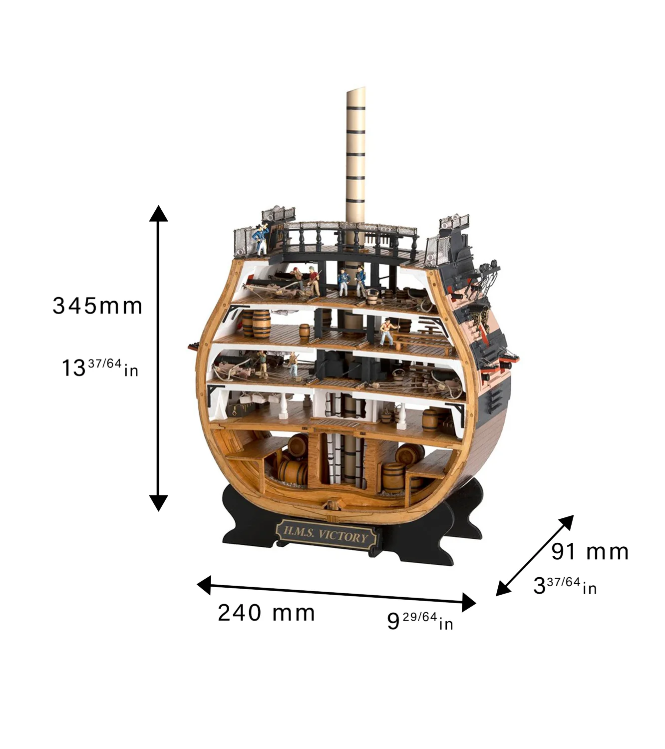 HMS Victory's Cross-Section. 1:72 Wooden Model Ship Kit Boat ART20500