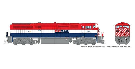 REPIDO (DC/No Sound/ HO Scale Diesel Dash 8-40CM BC Rail (Red/White/Blue) 24016