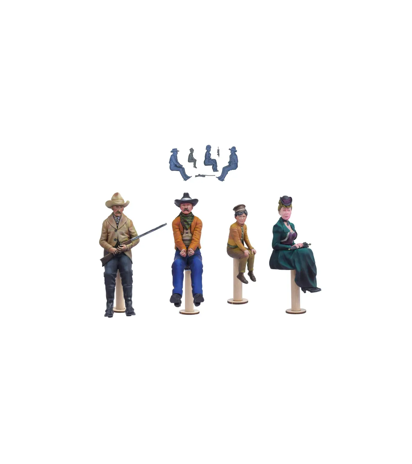 Set of 4 resin figures for STAGECOACH Stagecoach - Scale 1/12