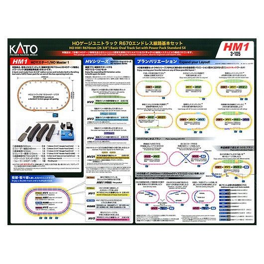 Kato 3-105 HO Unitrack HM1 Basic Oval Track Set With Power Pack SX