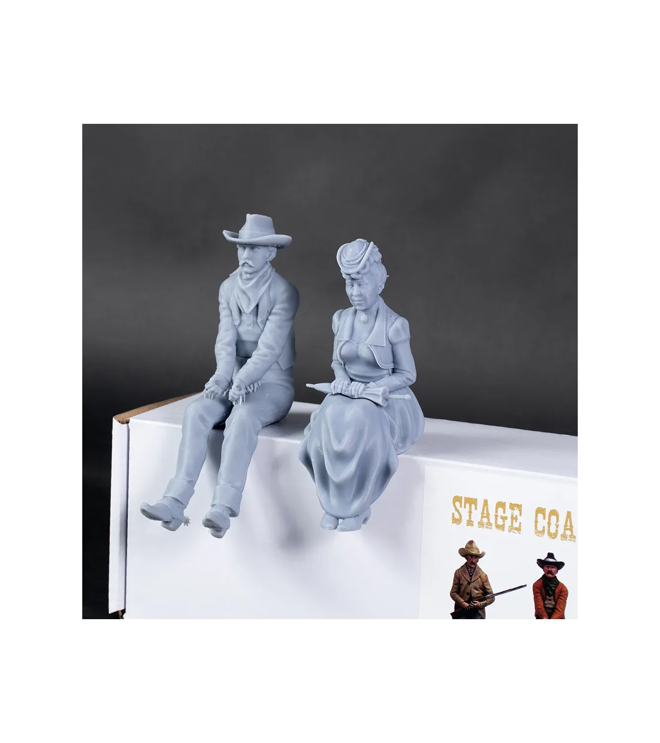 Set of 4 resin figures for STAGECOACH Stagecoach - Scale 1/12