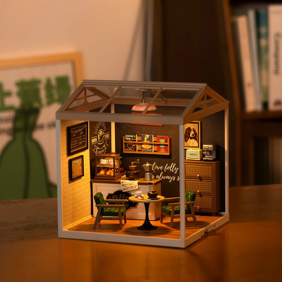 Rolife Super Creator Daily Inspiration Cafe Plastic DIY Miniature House Kit ROE